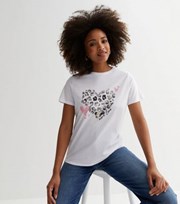 New Look White Leopard Print More Love Logo T-Shirt